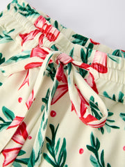 Mommy & Me Christmas Bow and Holly Print Pajama Set