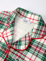 Mommy & Me Christmas Plaid Girls Pajamas Set with Long Sleeves and Red Cuffs