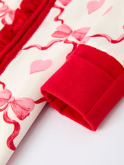 Valentine’s Day Baby Girl Romper with Heart and Bow Print