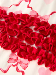 Valentine’s Day Baby Girl Romper with Heart and Bow Print