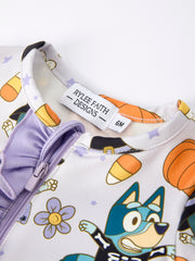 Halloween Pumpkin Character Print Girls' Romper