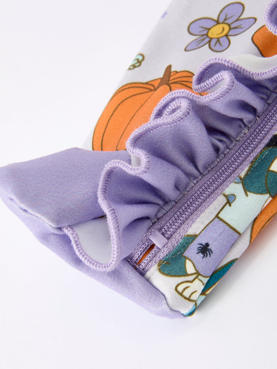 Halloween Pumpkin Character Print Girls' Romper