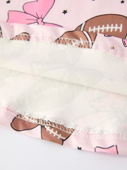 Girls Pink Dress with Football and Bow Print