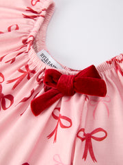 Christmas Bow Print Baby Girls Romper