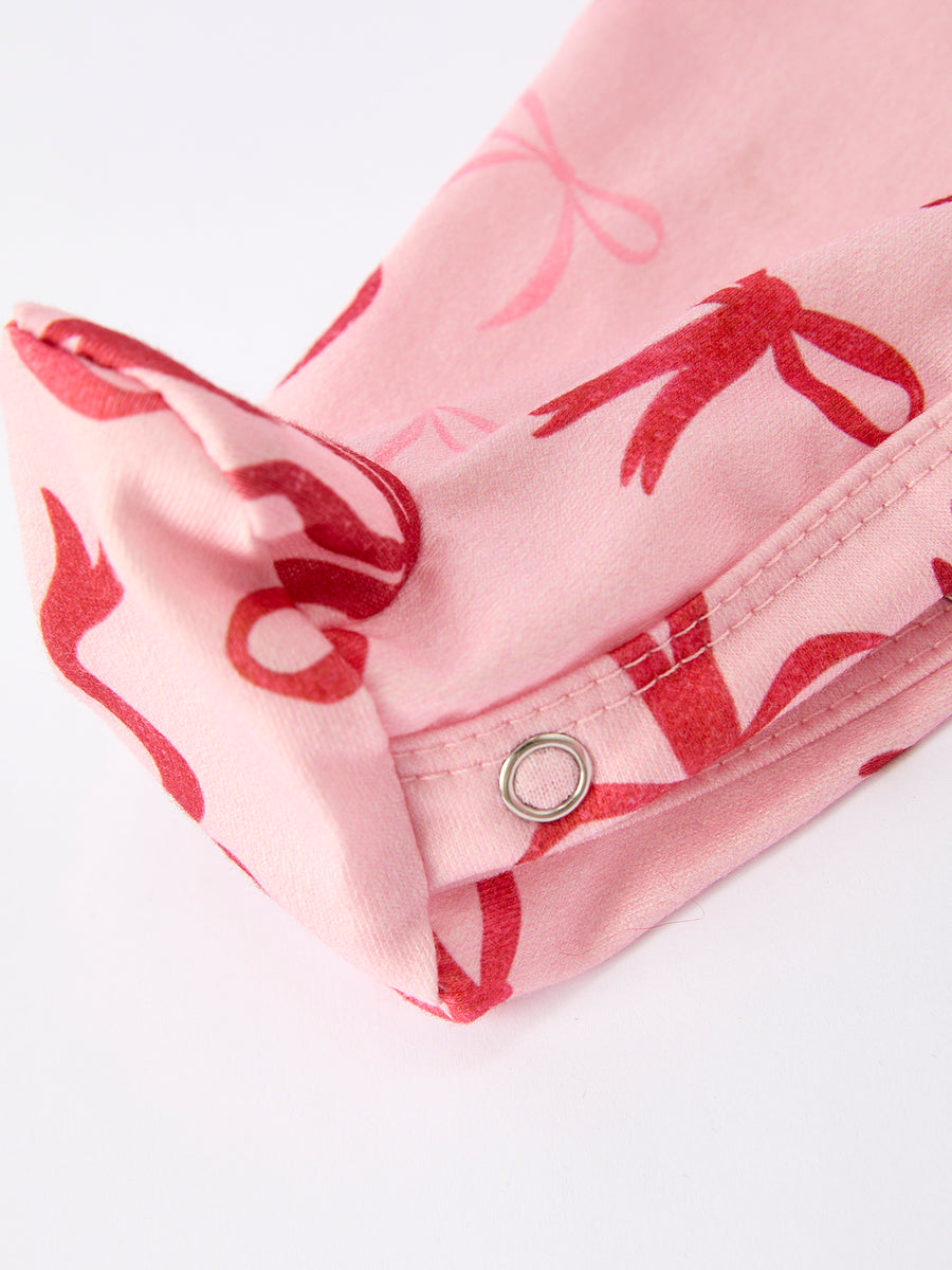 Christmas Bow Print Baby Girls Romper