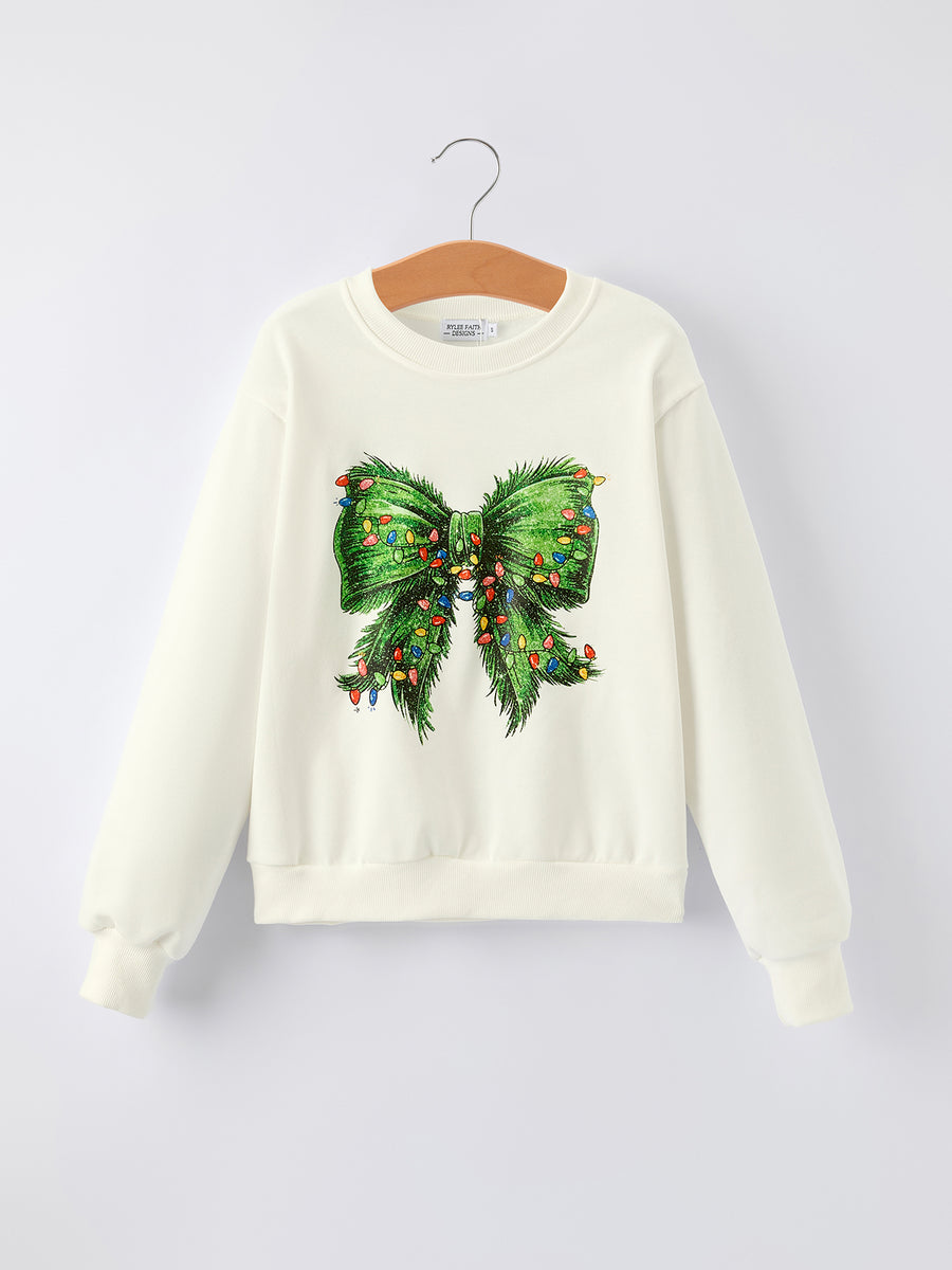 Mommy & Me Christmas Bow Print Women’s Pullover Sweatshirt