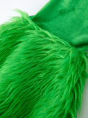 Mommy & Me Christmas Bow Print Girls Outfit with Green Furry Bell Bottoms