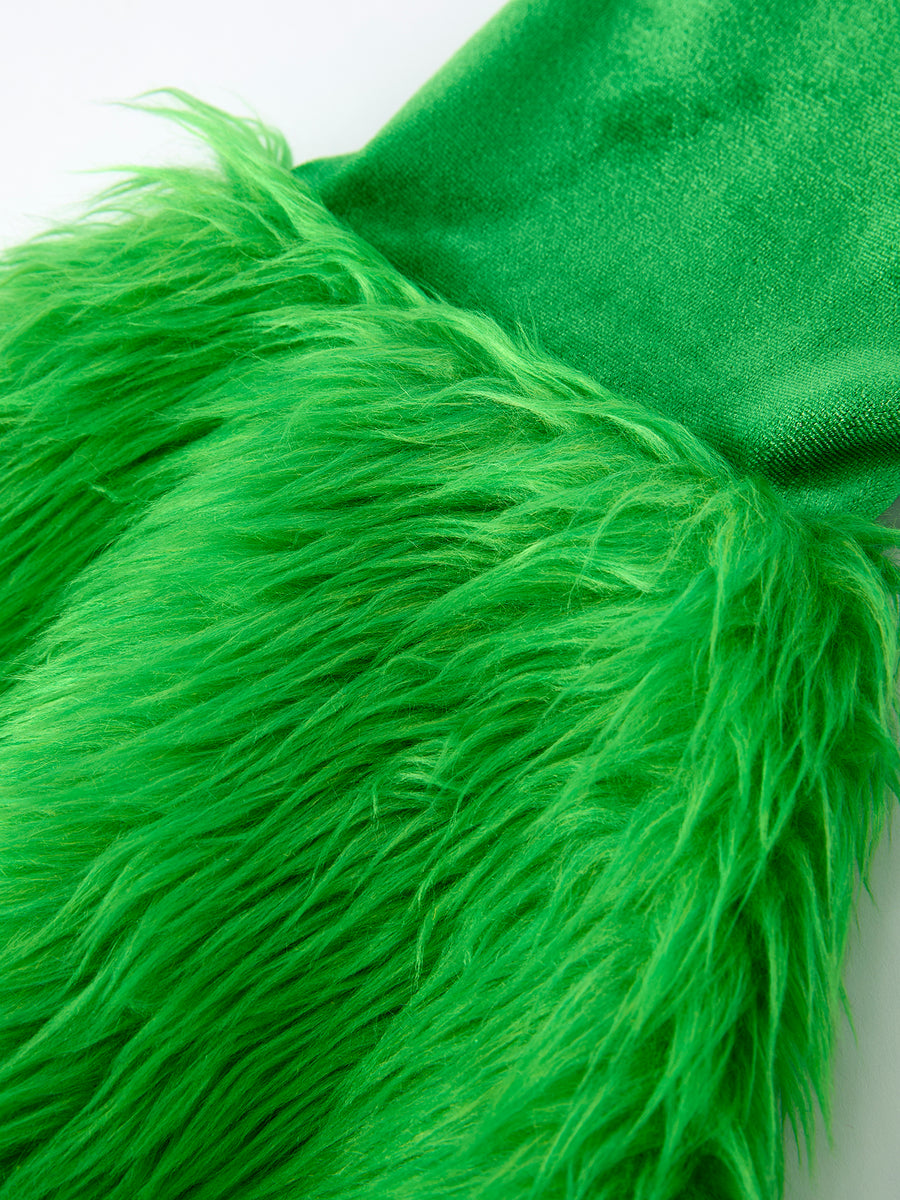 Mommy & Me Christmas Bow Print Girls Outfit with Green Furry Bell Bottoms