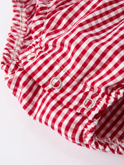 Roll Tide Embroidery Gingham Baby Girl Romper with Red Bow