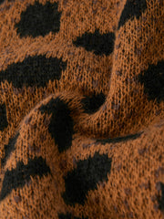 Mommy and Me Leopard Sweater Cardigan with Black Ribbon Bows