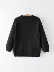 Valentine’s Day Boys Black Knitted Pullover Sweater with White "Lover Boy"  Embroidery