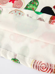 Christmas Character Cookie Print Girls Long Sleeve Dress