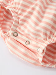 Christmas Tree Smocked Embroidery Stripe Baby Girls Romper