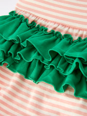 Christmas Tree Smocked Embroidery Stripe Baby Girls Romper