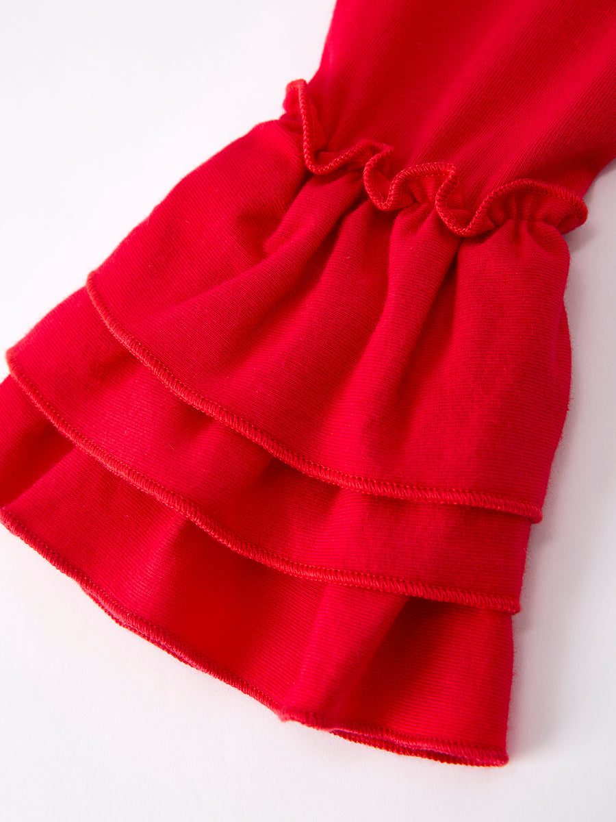 Baby Girls Valentine’s Bow Print Long Sleeve Ruffle Set