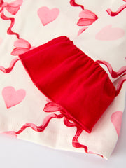 Valentine’s Day Girl Set with Heart Print and Red Ruffle Details