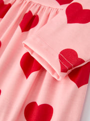 Valentine’s Girls Long Sleeve 3-Piece Dress Set with Hearts and Stripes