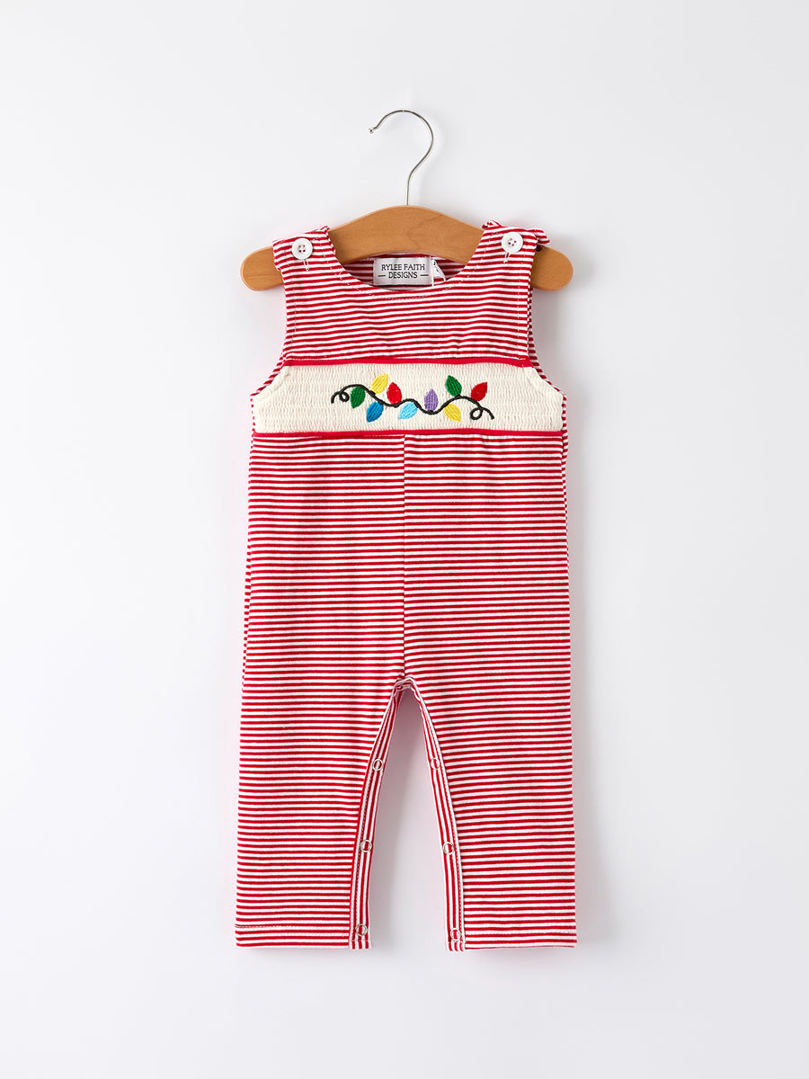Holiday Baby Boy Romper with Embroidered Christmas Lights