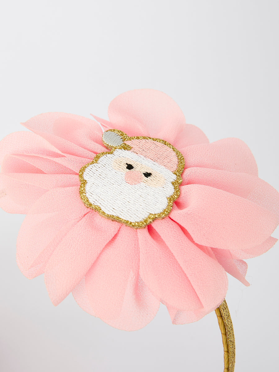 Cute Santa Flower Headband for Kids – Pink Girls' Hair Accessory