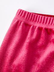Girls Christmas Outfit – Pink “Santa Baby” Ruffle Sweatshirt & Velvet Bell-Bottom Pants Set