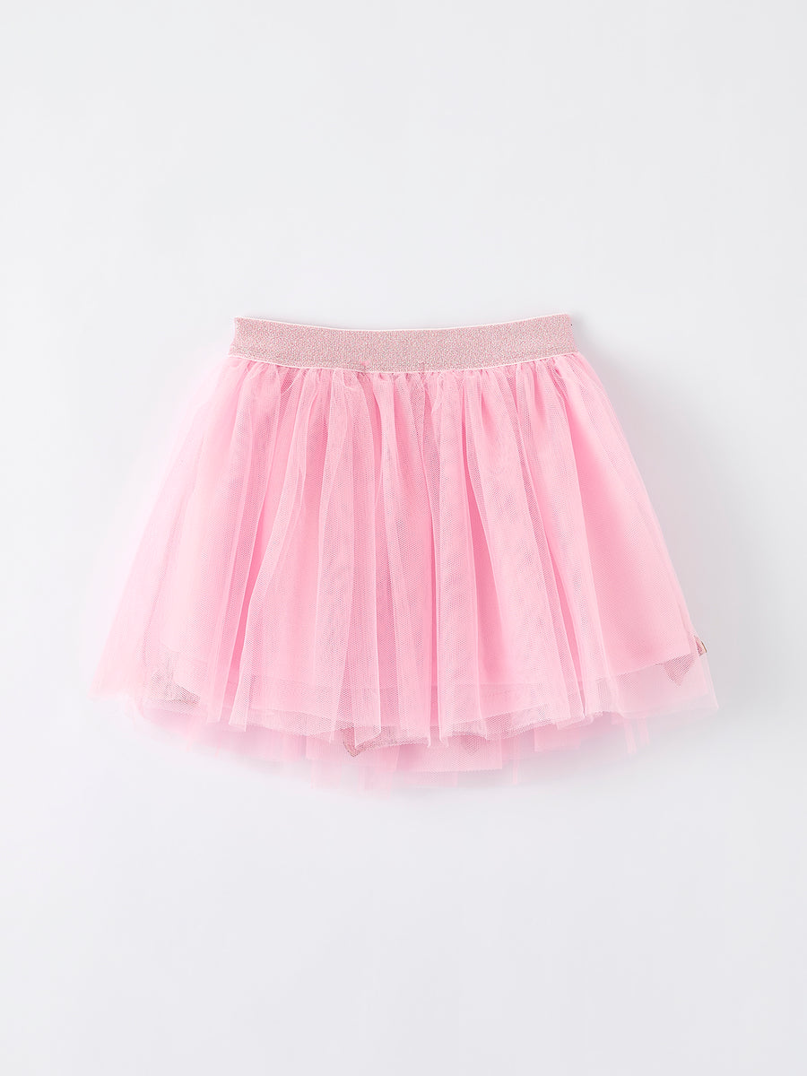 Girls Christmas Tutu Skirt – Pink Mesh with Gingerbread & Candy Applique