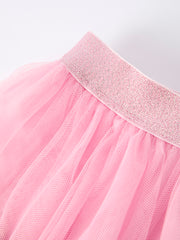 Girls Christmas Tutu Skirt – Pink Mesh with Gingerbread & Candy Applique