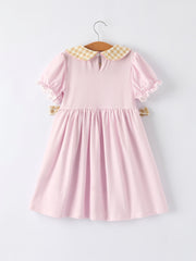 Farm Horse Bow Girls Dress – Pink Stripes