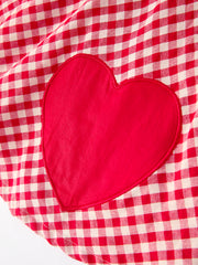 Valentine’s Day Red Plaid Heart Applique Dress with Bows – Toddler Girls Outfit