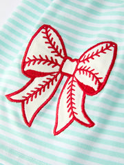 Striped Casual Outfit with Bow Applique Lapel Girls Dress