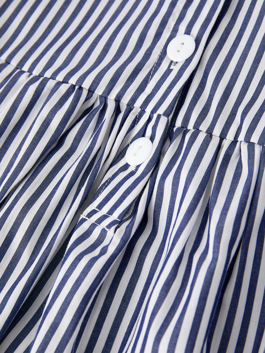 Girls Baseball Team Outfit – Striped Ruffle Sleeve Dress with Ball Design