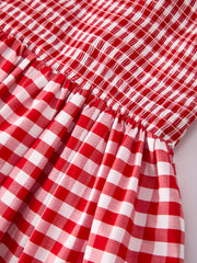 Mommy & Me Adult Dress – Red Plaid Sleeveless Outfit for Party