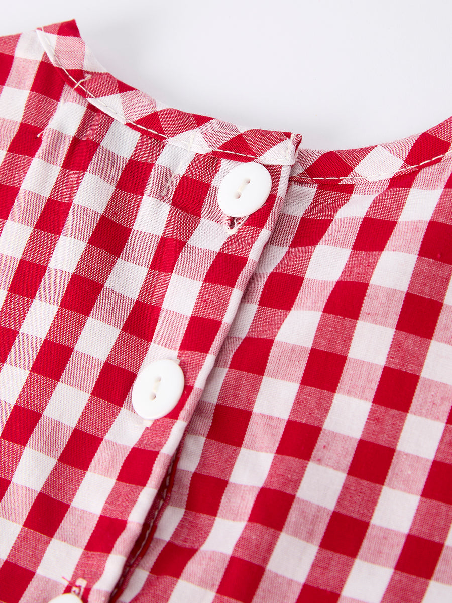 Mommy & Me Girl Dress – Dog Baseball Smocking Embroidery Outfit