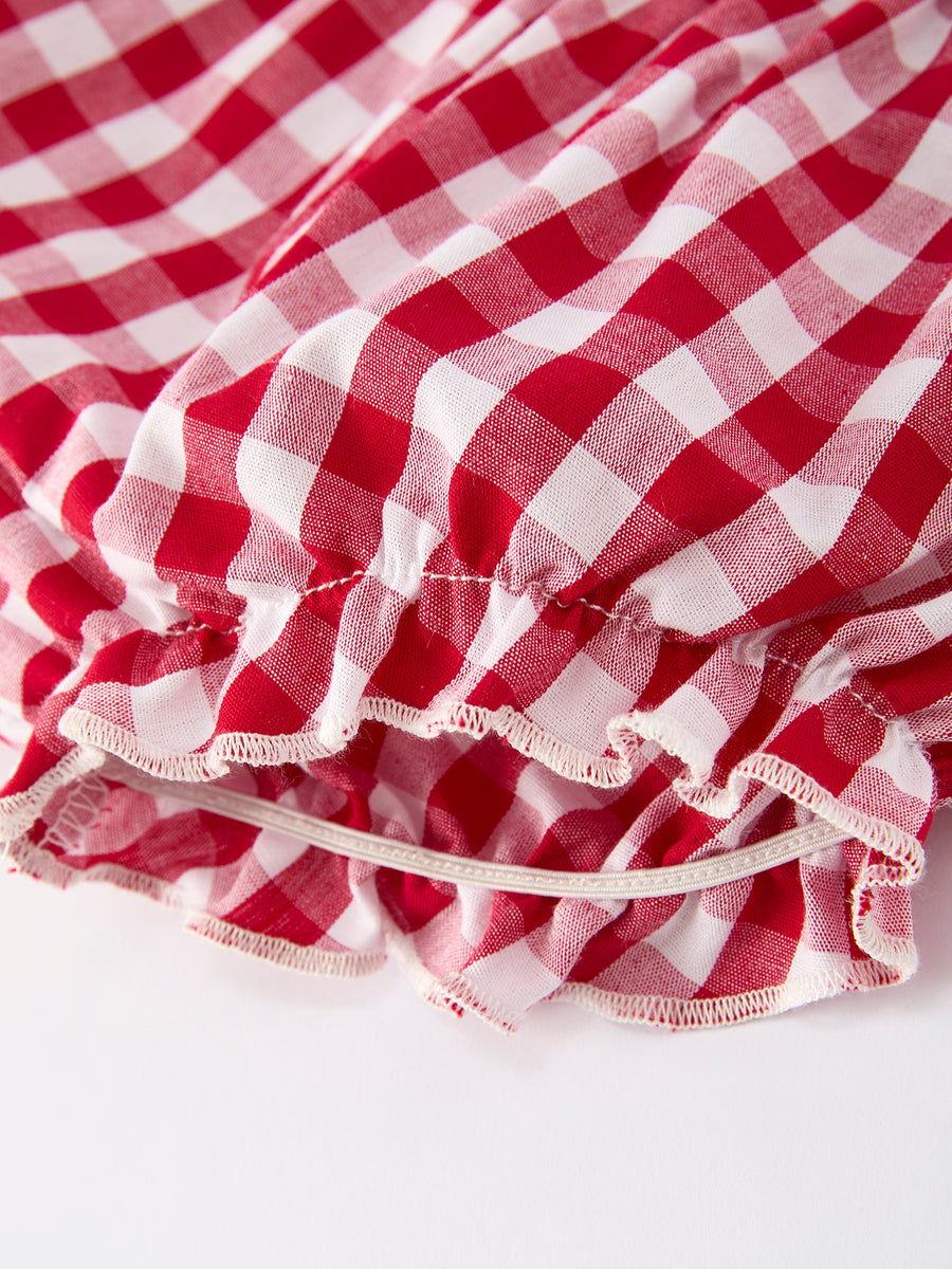 Baby Girls Bloomers Romper Set – Dog Baseball Smocking Embroidery Outfit