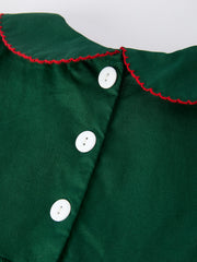 Girls Holiday Outfit – Santa Bow Green Christmas Dress
