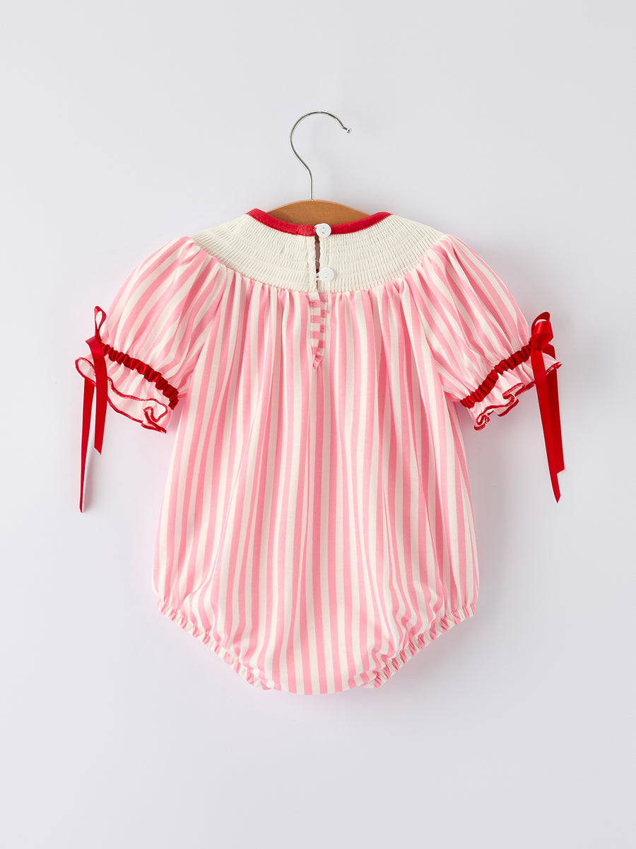 Baby Girls Baseball Embroidery Romper – Pink Stripe Casual Outfit