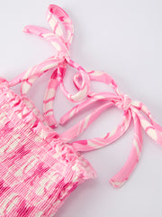 Baby Girl Pink Baseball Bow Print Romper Summer Outfit