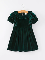 Autumn Brown Velvet Girls Dress