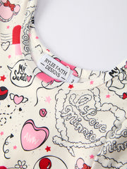 Valentine's Day Girls' Long Sleeve Letter Print Dress