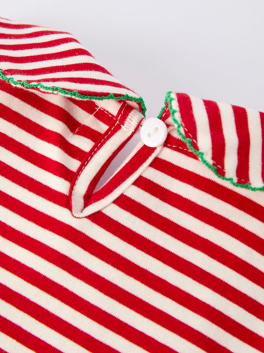 Toddler Girls Christmas Dress – Striped Outfit with Sequin Tree