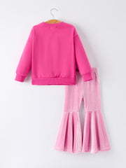 Toddler Girls Christmas Outfit – Pink Merry Bright Top and Bell Pants