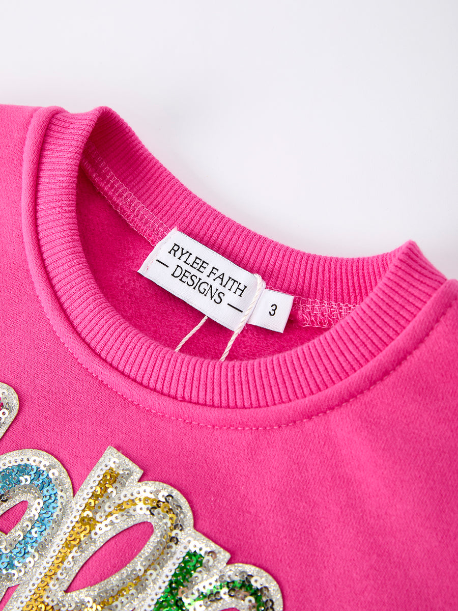 Toddler Girls Christmas Outfit – Pink Merry Bright Top and Bell Pants