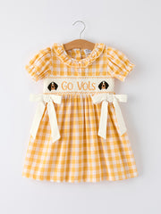 Toddler Girls Smocking Embroidered Plaid Dress