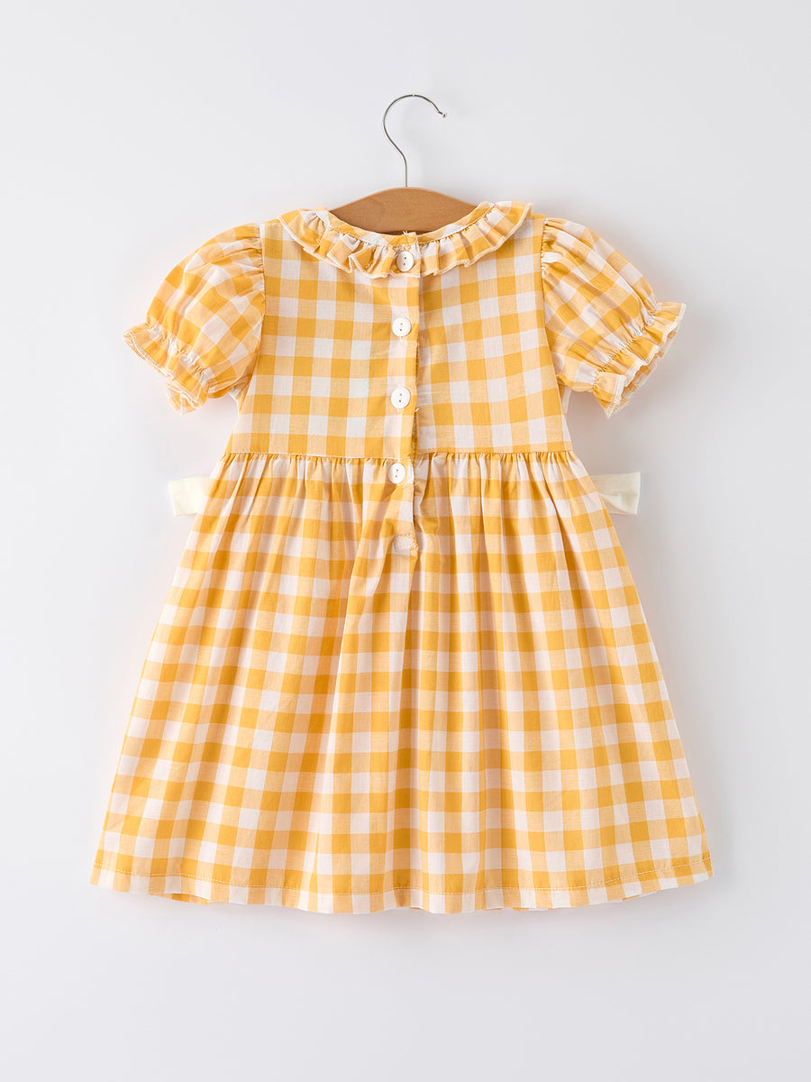 Toddler Girls Smocking Embroidered Plaid Dress