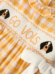 Toddler Girls Smocking Embroidered Plaid Dress