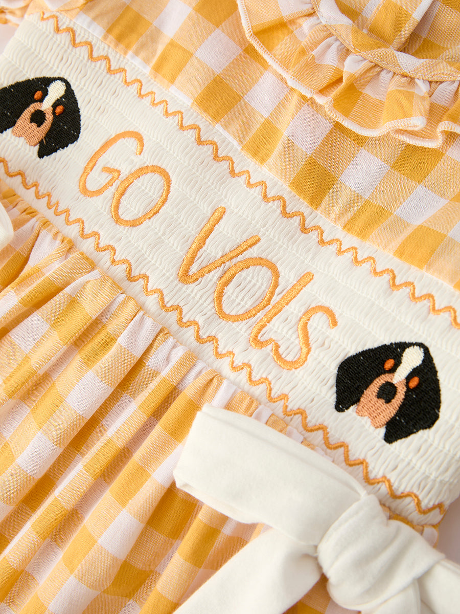 Toddler Girls Smocking Embroidered Plaid Dress