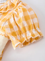 Toddler Girls Smocking Embroidered Plaid Dress