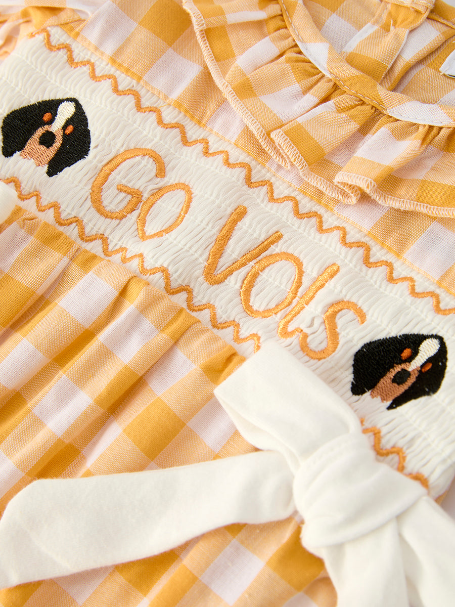 Toddler Girls Smocking Embroidered Plaid Dress