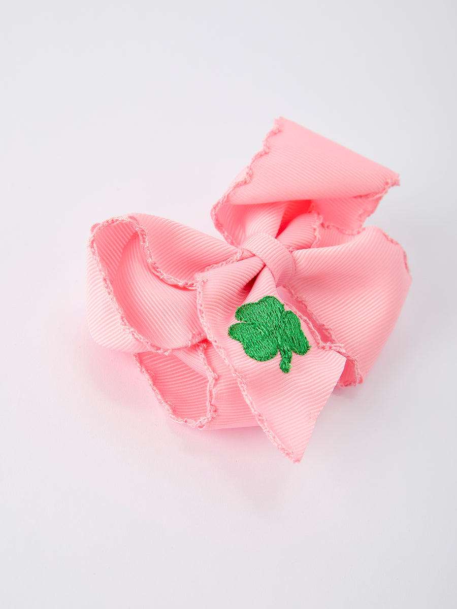 St. Patrick  Shamrock Pink Hair Bow – Lucky Girls Hair Clip