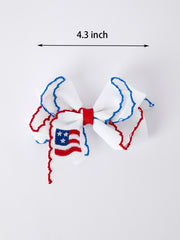 Stars & Stripes Flag Hair Bow – Toddler Girls July 4th Hair Accessory