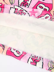 TS Pink Print Girls Pajamas with Short Sleeve Top and Long Pants